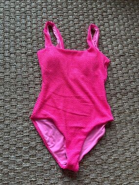 Hot Pink Textured One-Piece Swimsuit